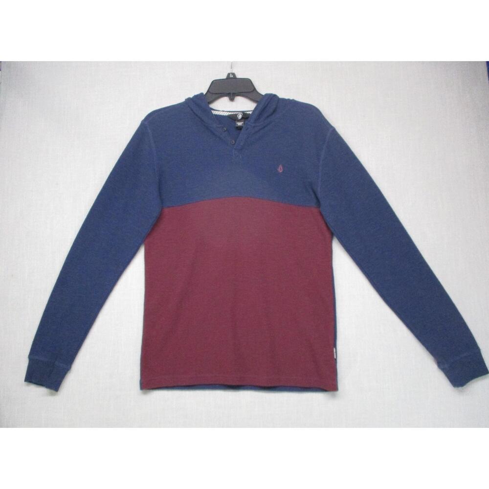 Volcom Grey TwoTone Henley Trendy Casual Pullover Hoodie Boys‎ Size XL